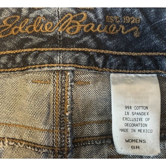 Eddie Bauer Blue Jeans Women 8R Medium Wash Adjustable Waist Mid Rise Wide Leg - Picture 3 of 9